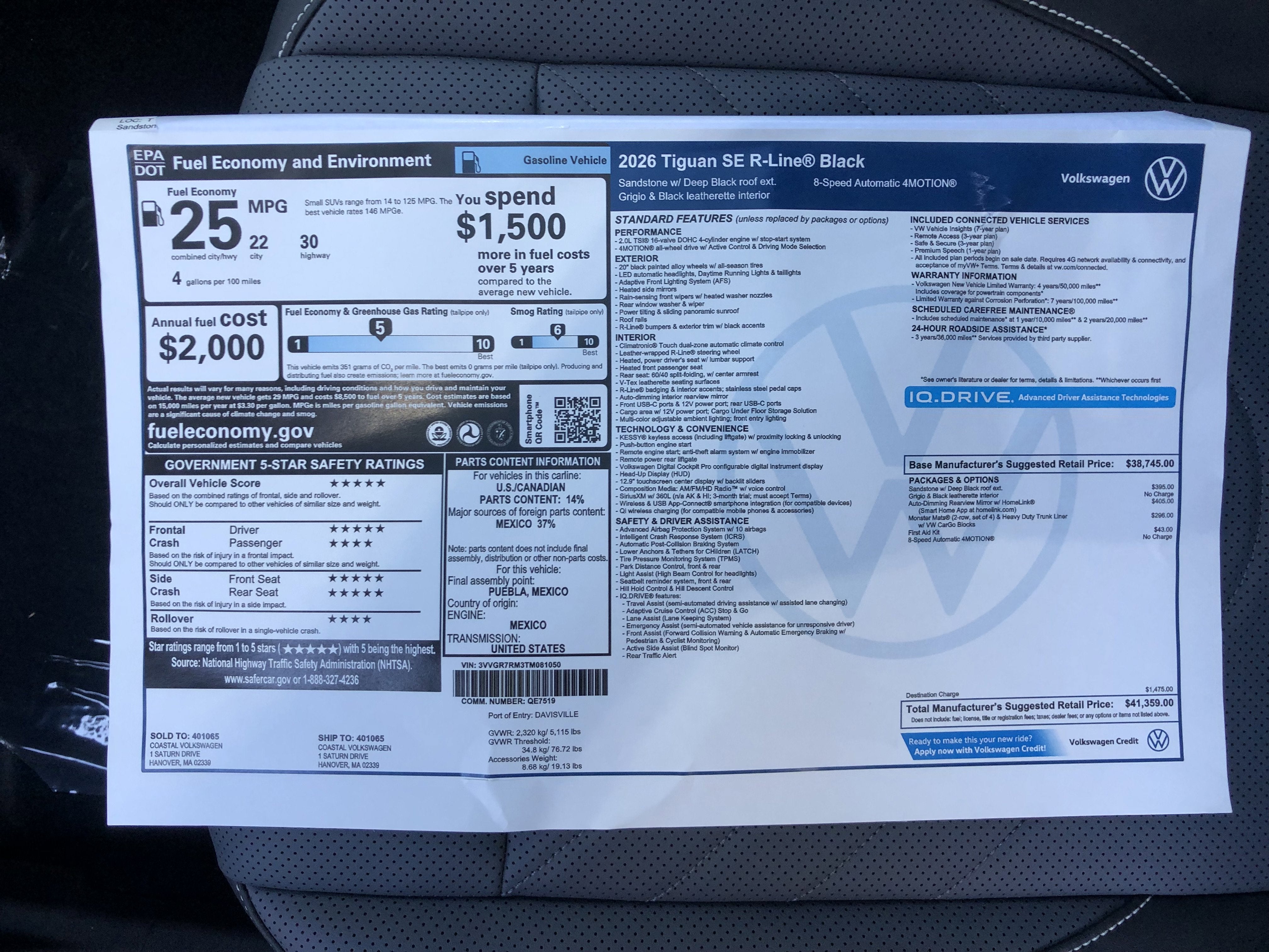 2026 Volkswagen Tiguan SE R-Line Black