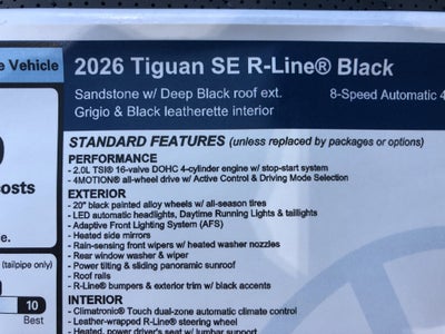 2026 Volkswagen Tiguan SE R-Line Black