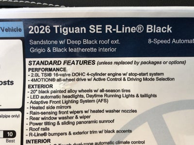 2026 Volkswagen Tiguan SE R-Line Black