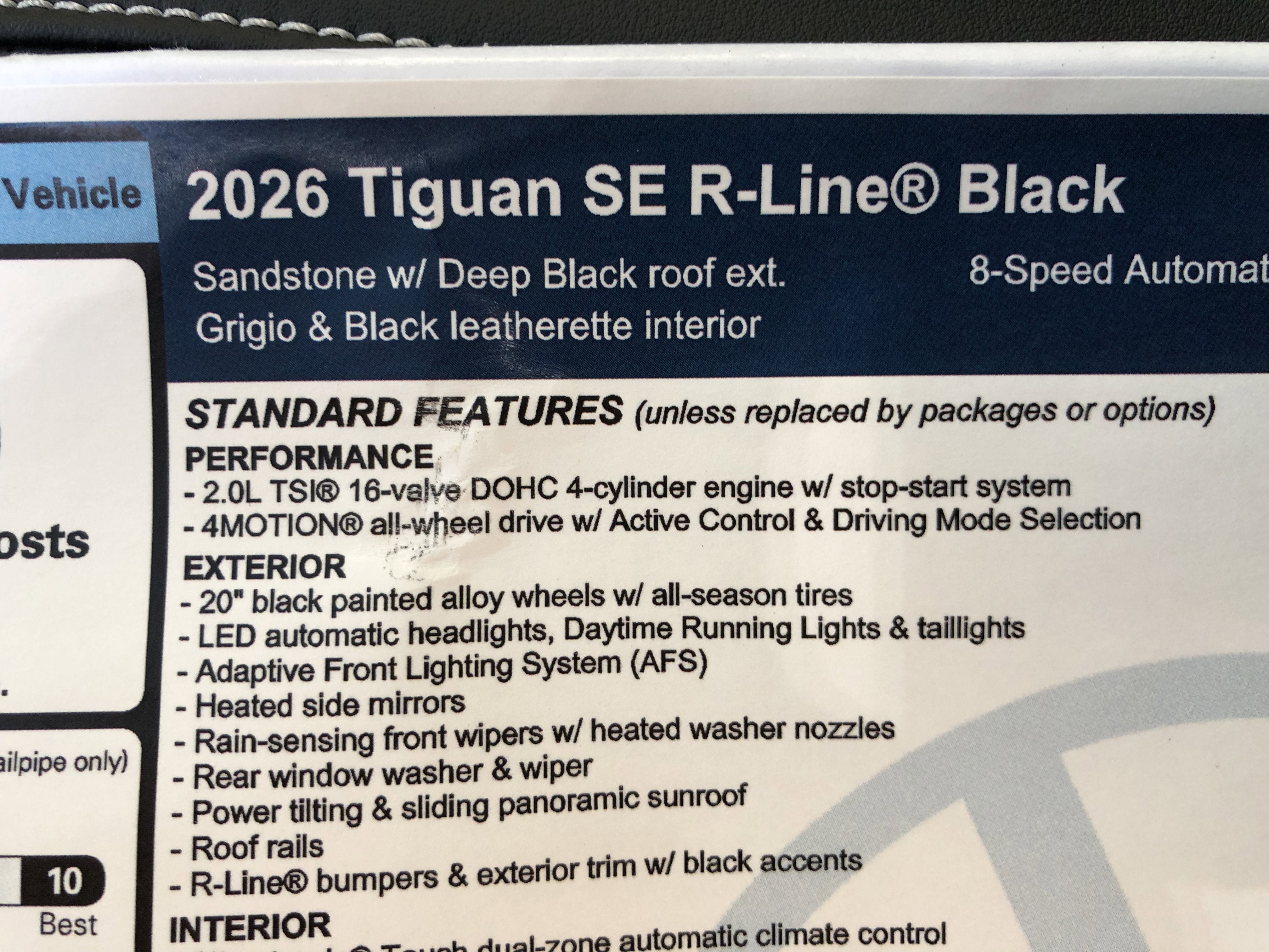 2026 Volkswagen Tiguan SE R-Line Black