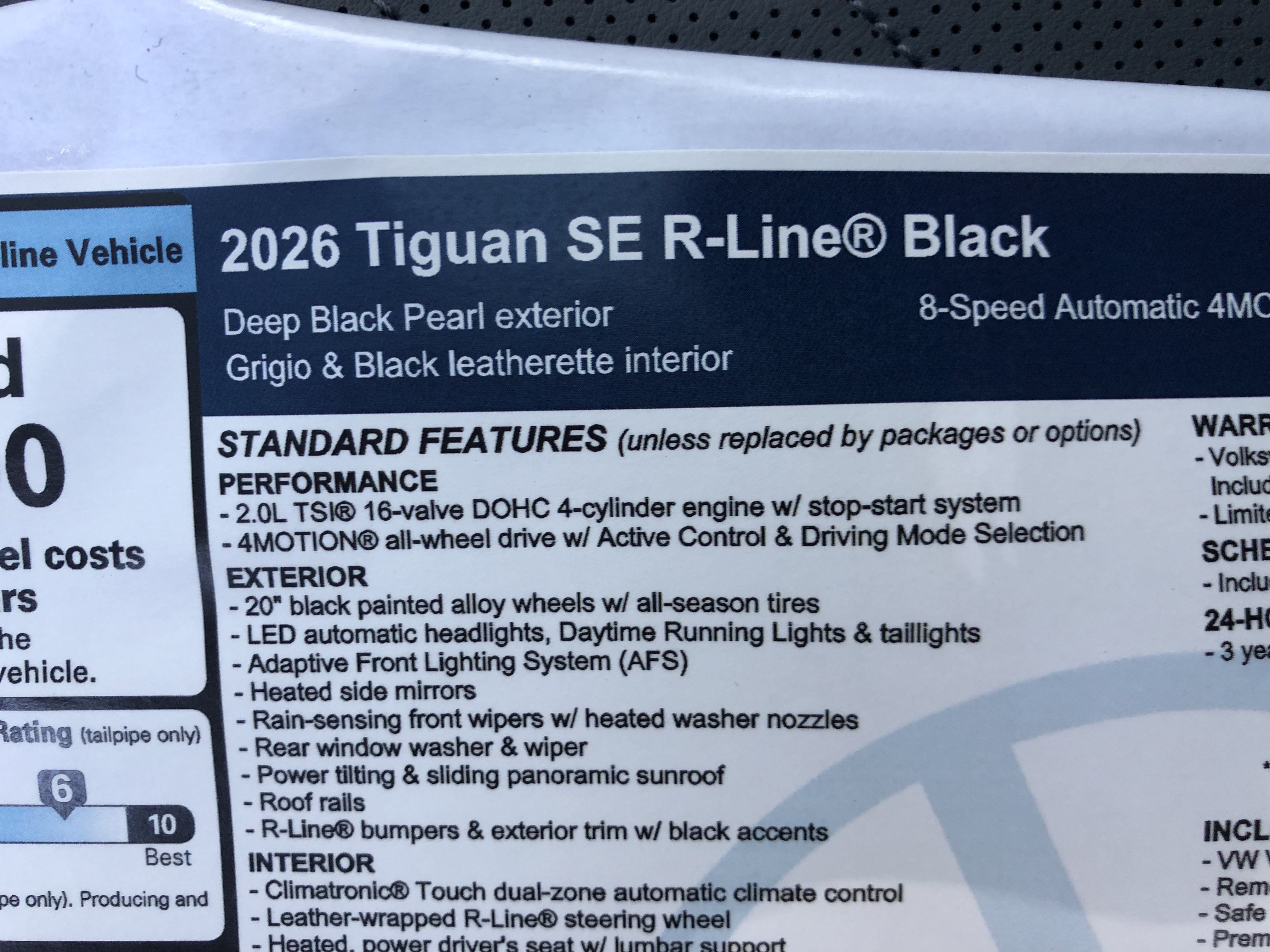 2026 Volkswagen Tiguan SE R-Line Black