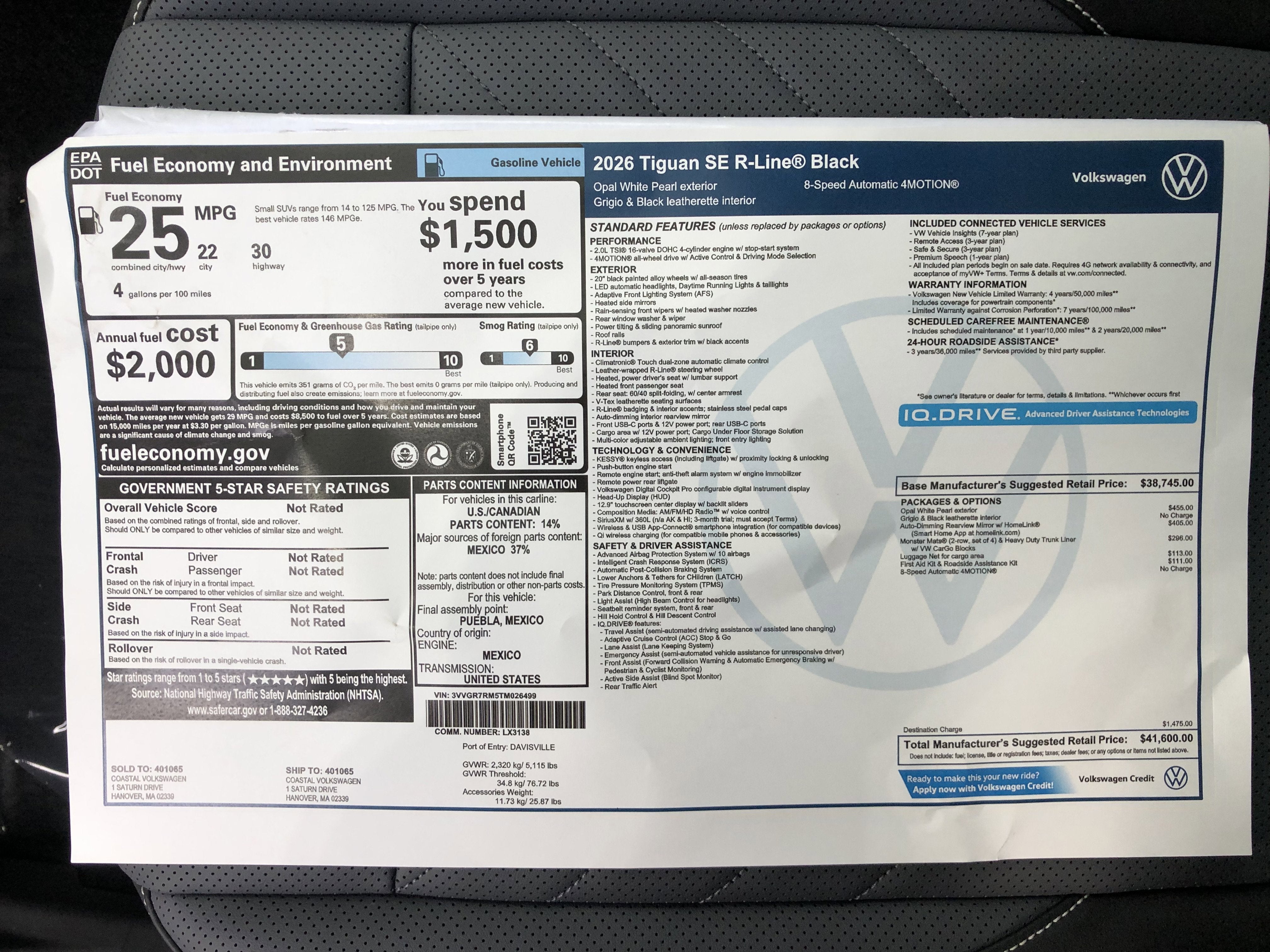 2026 Volkswagen Tiguan SE R-Line Black
