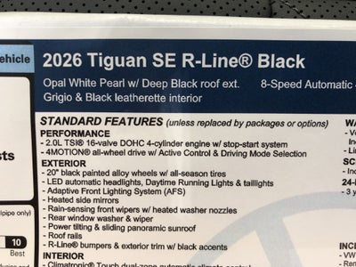 2026 Volkswagen Tiguan SE R-Line Black