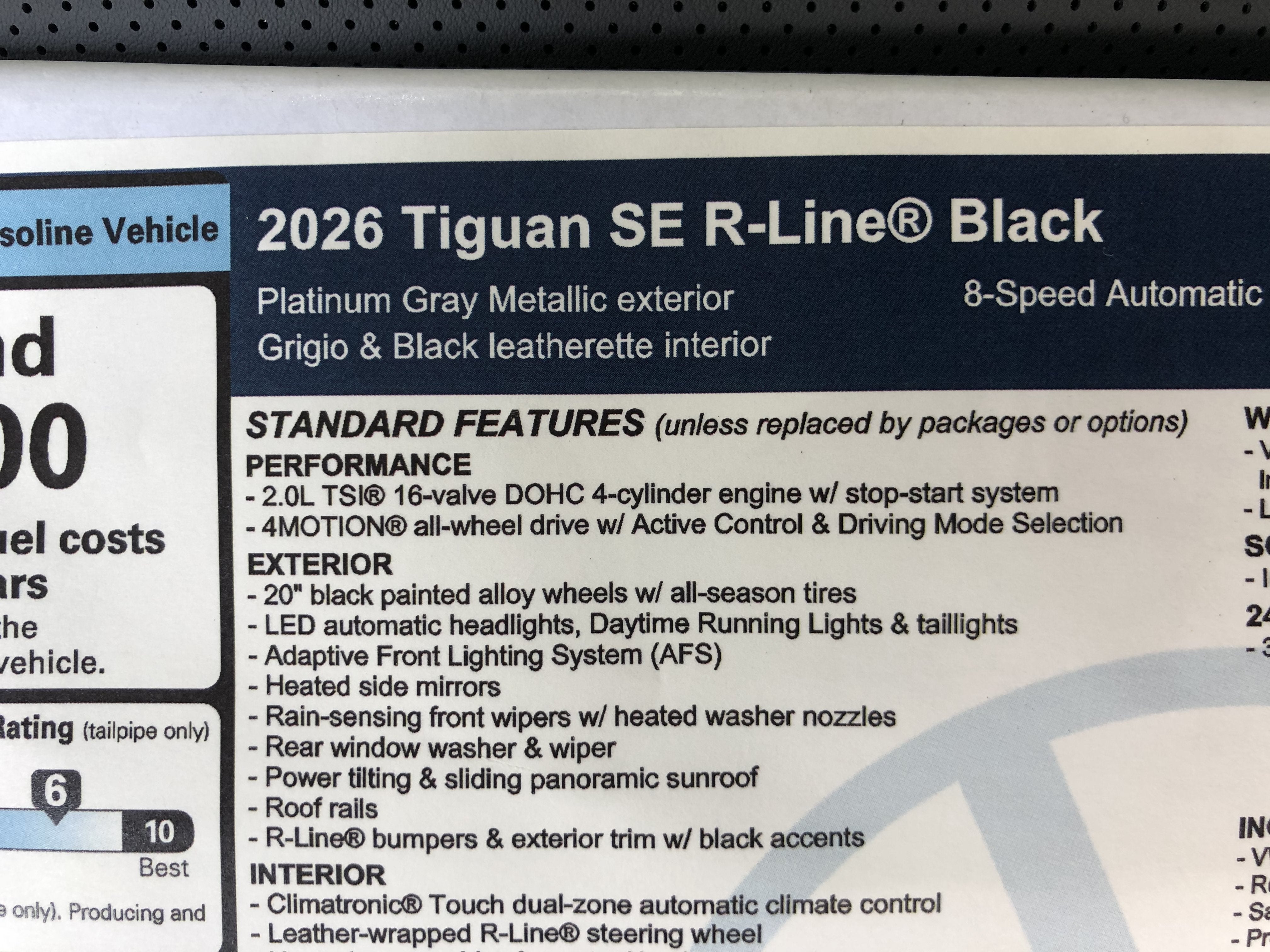 2026 Volkswagen Tiguan SE R-Line Black
