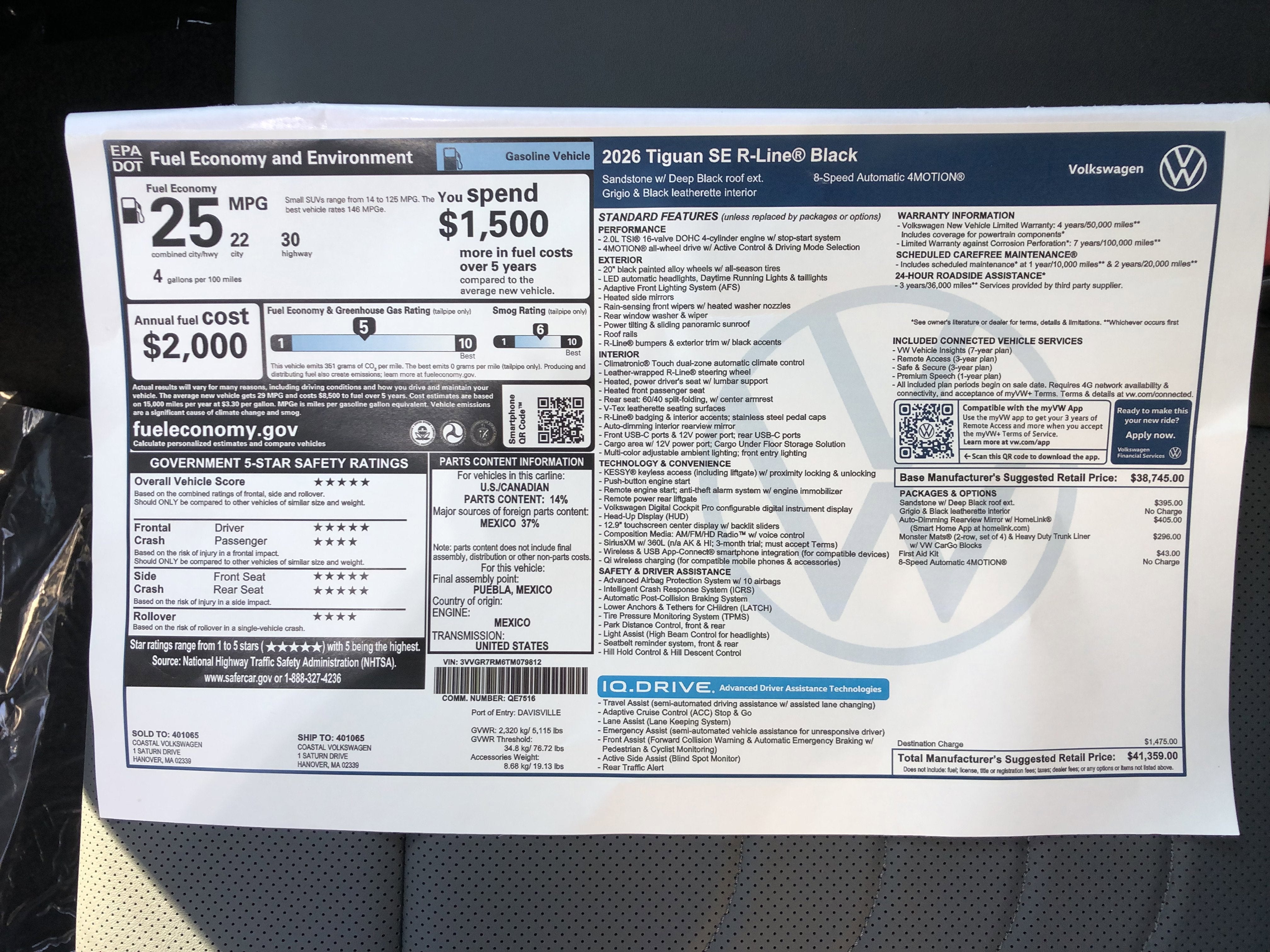 2026 Volkswagen Tiguan SE R-Line Black