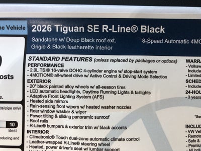 2026 Volkswagen Tiguan SE R-Line Black
