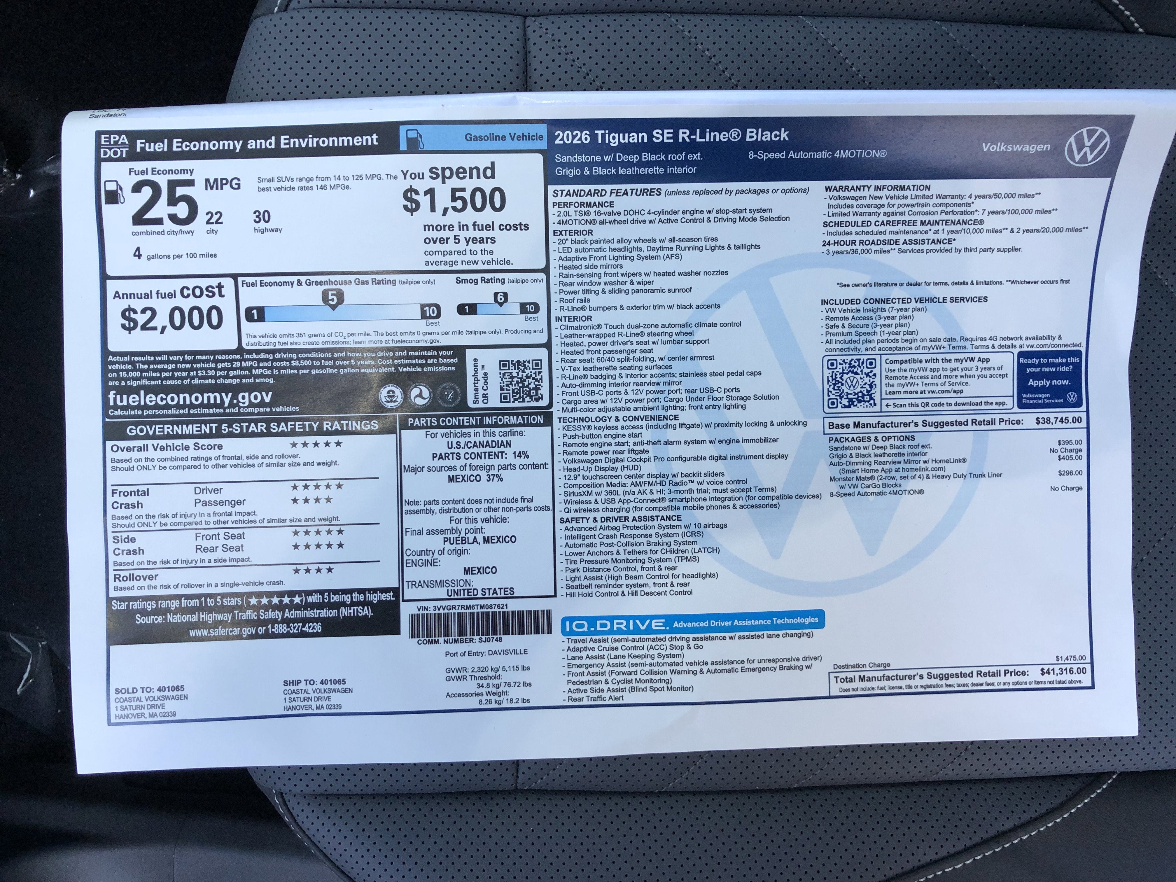 2026 Volkswagen Tiguan SE R-Line Black