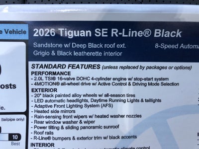 2026 Volkswagen Tiguan SE R-Line Black