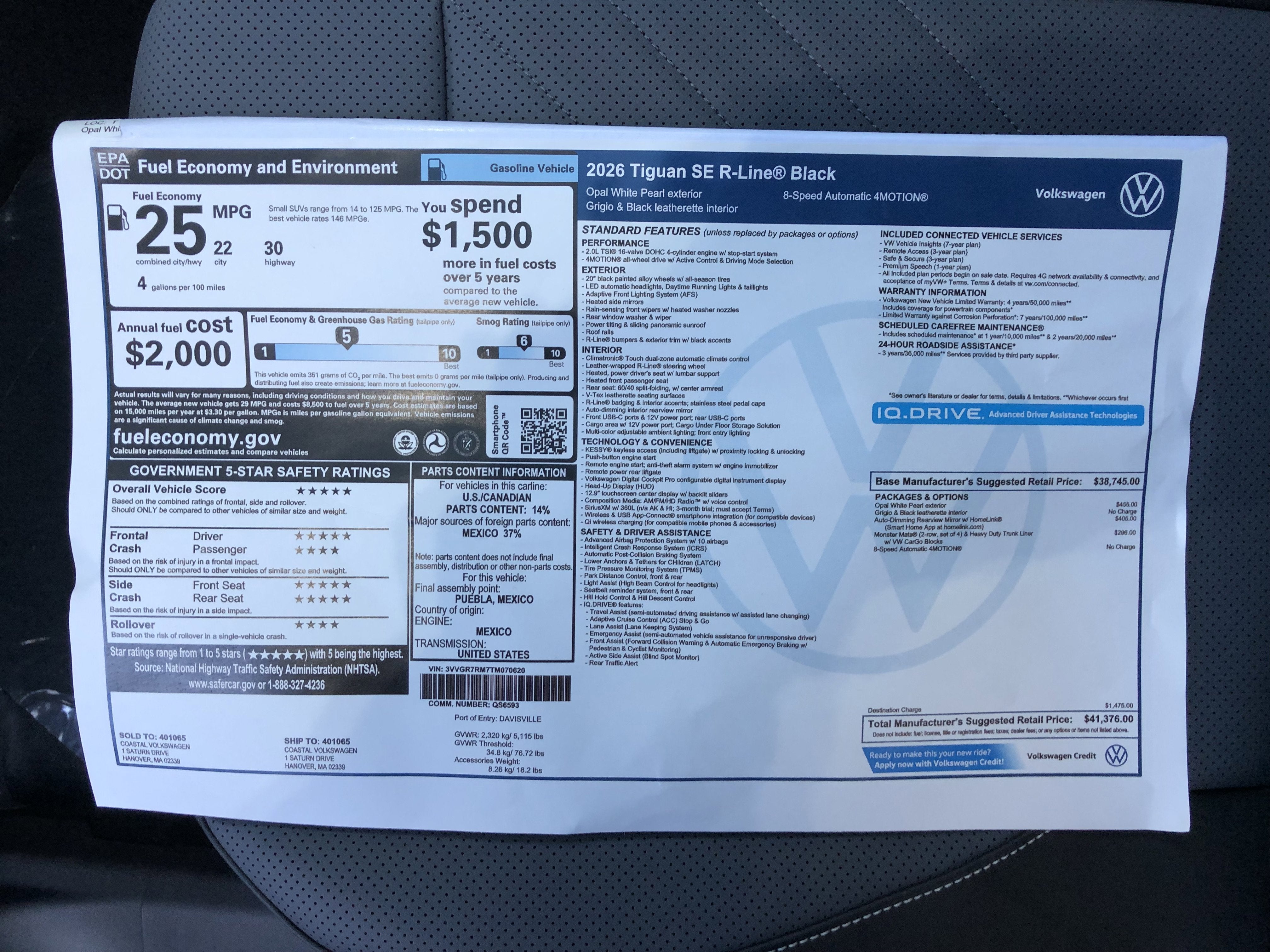 2026 Volkswagen Tiguan SE R-Line Black
