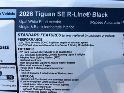 2026 Volkswagen Tiguan SE R-Line Black