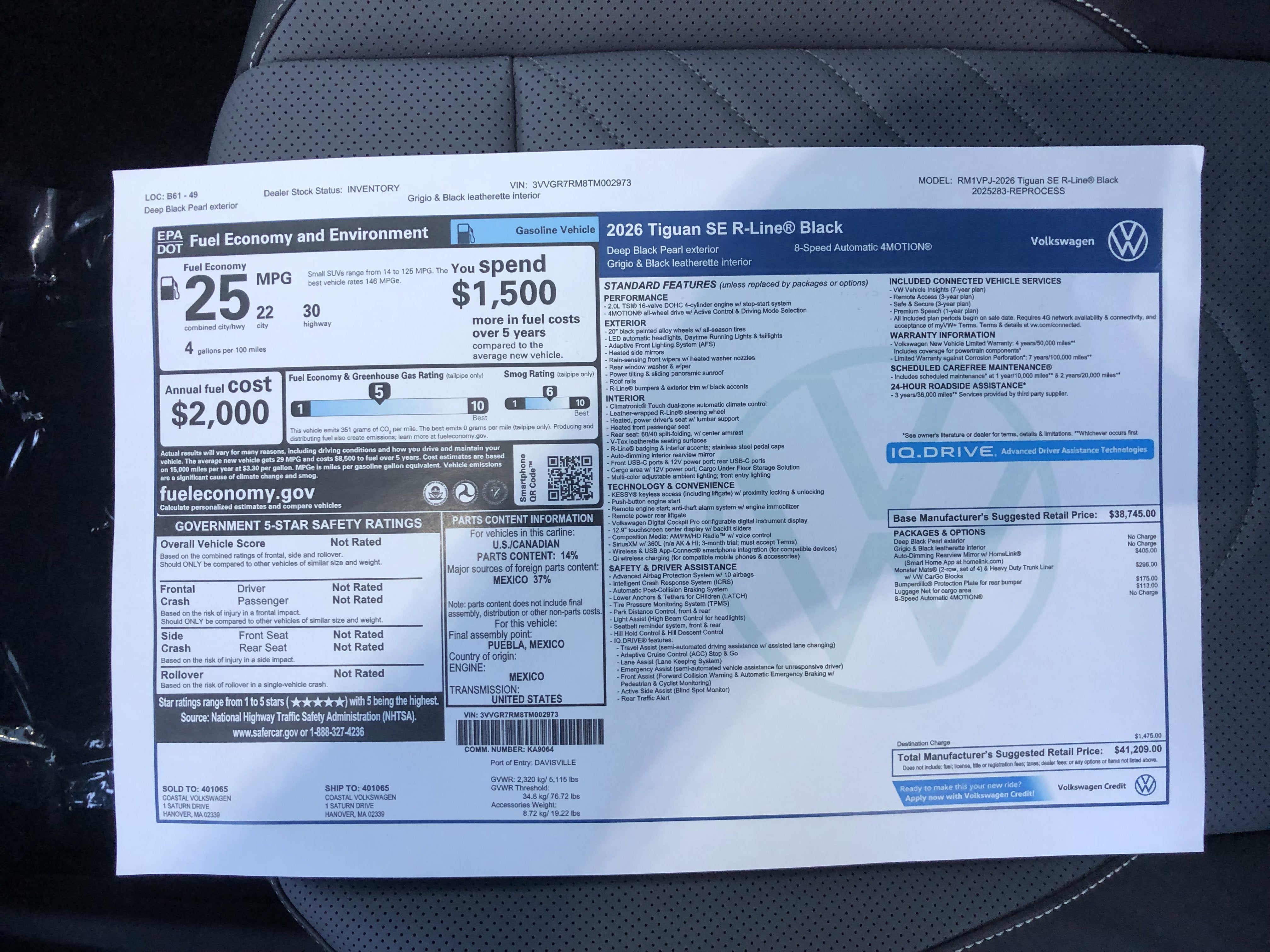 2026 Volkswagen Tiguan SE R-Line Black