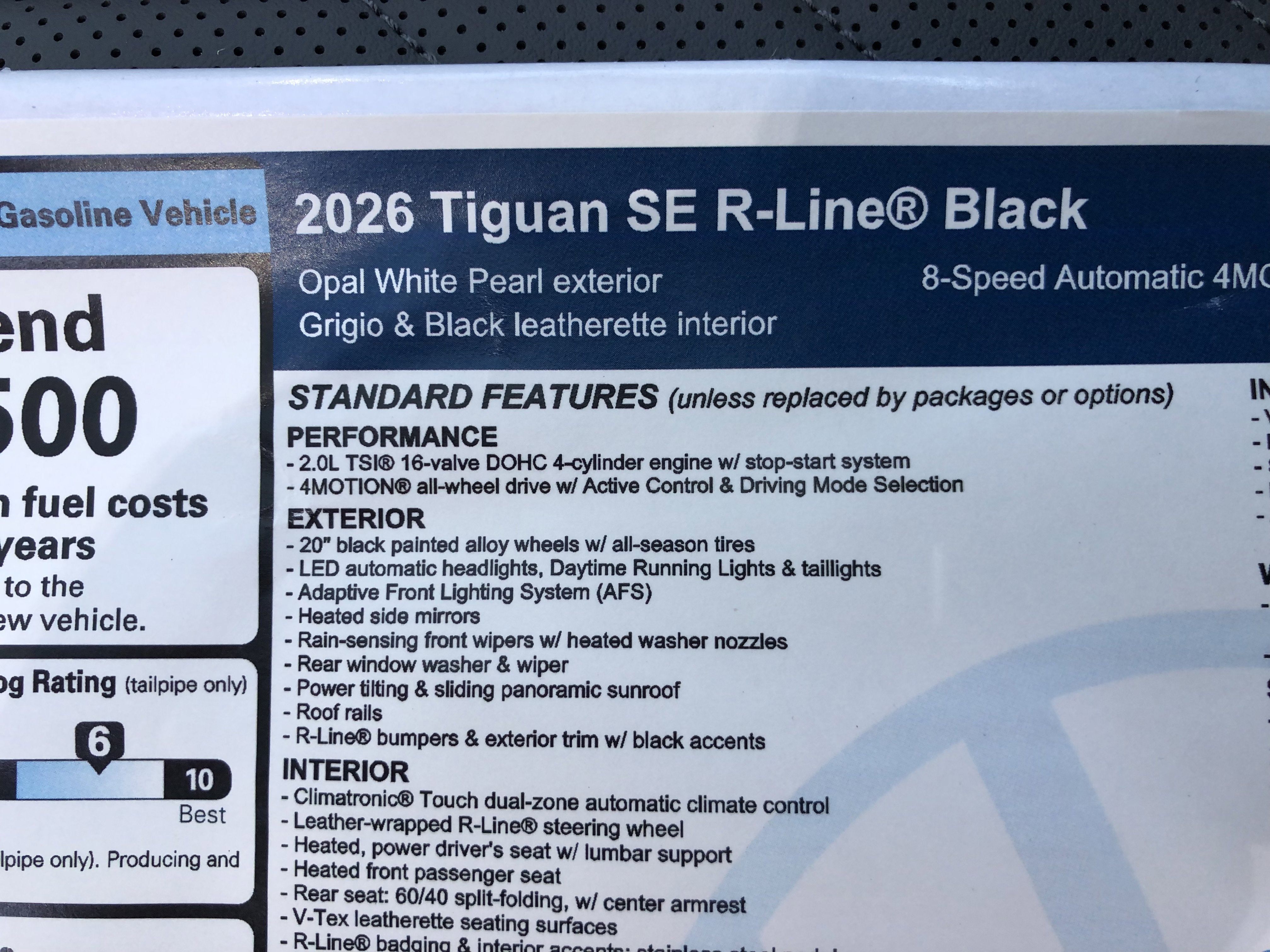 2026 Volkswagen Tiguan SE R-Line Black
