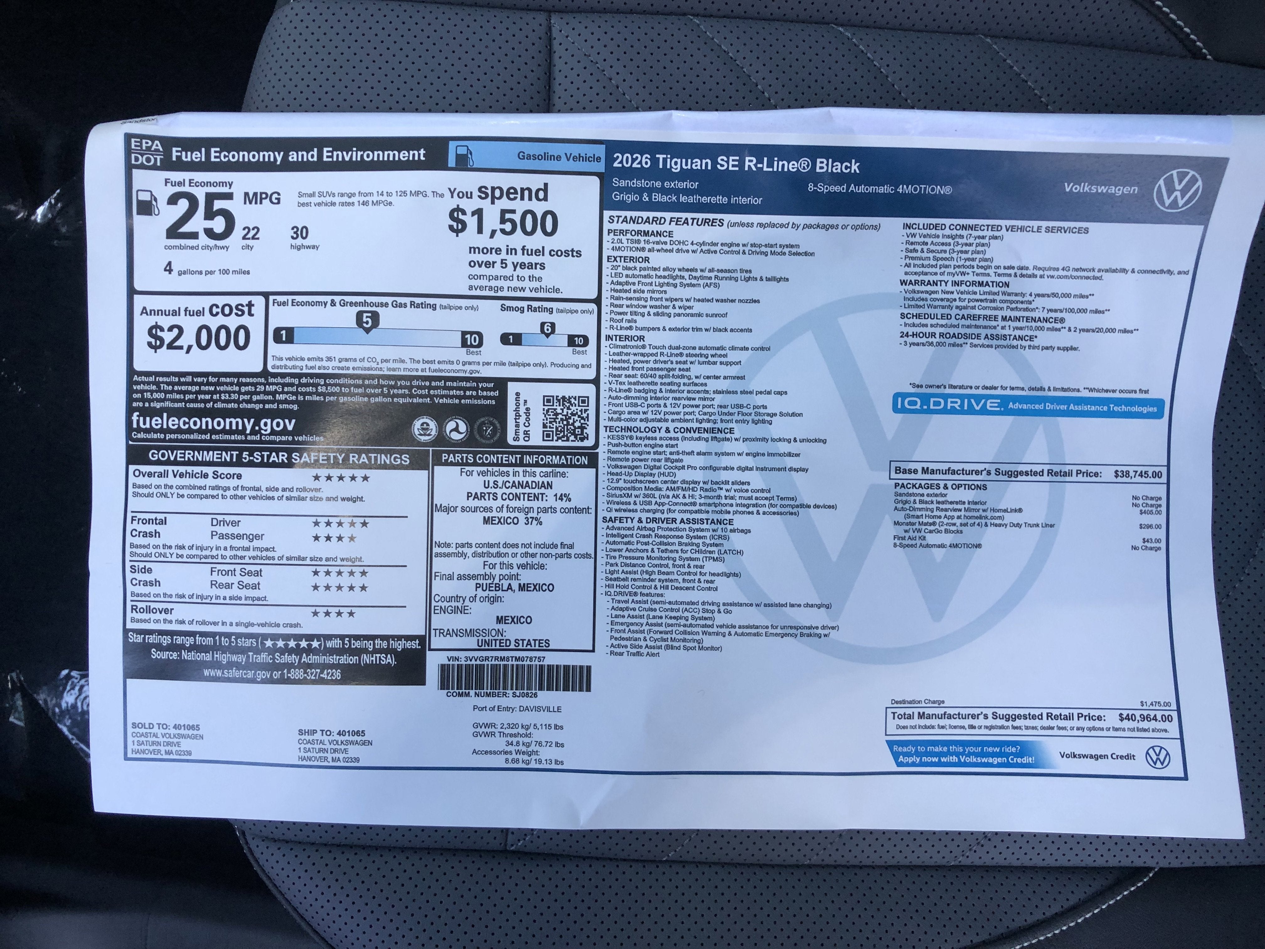 2026 Volkswagen Tiguan SE R-Line Black