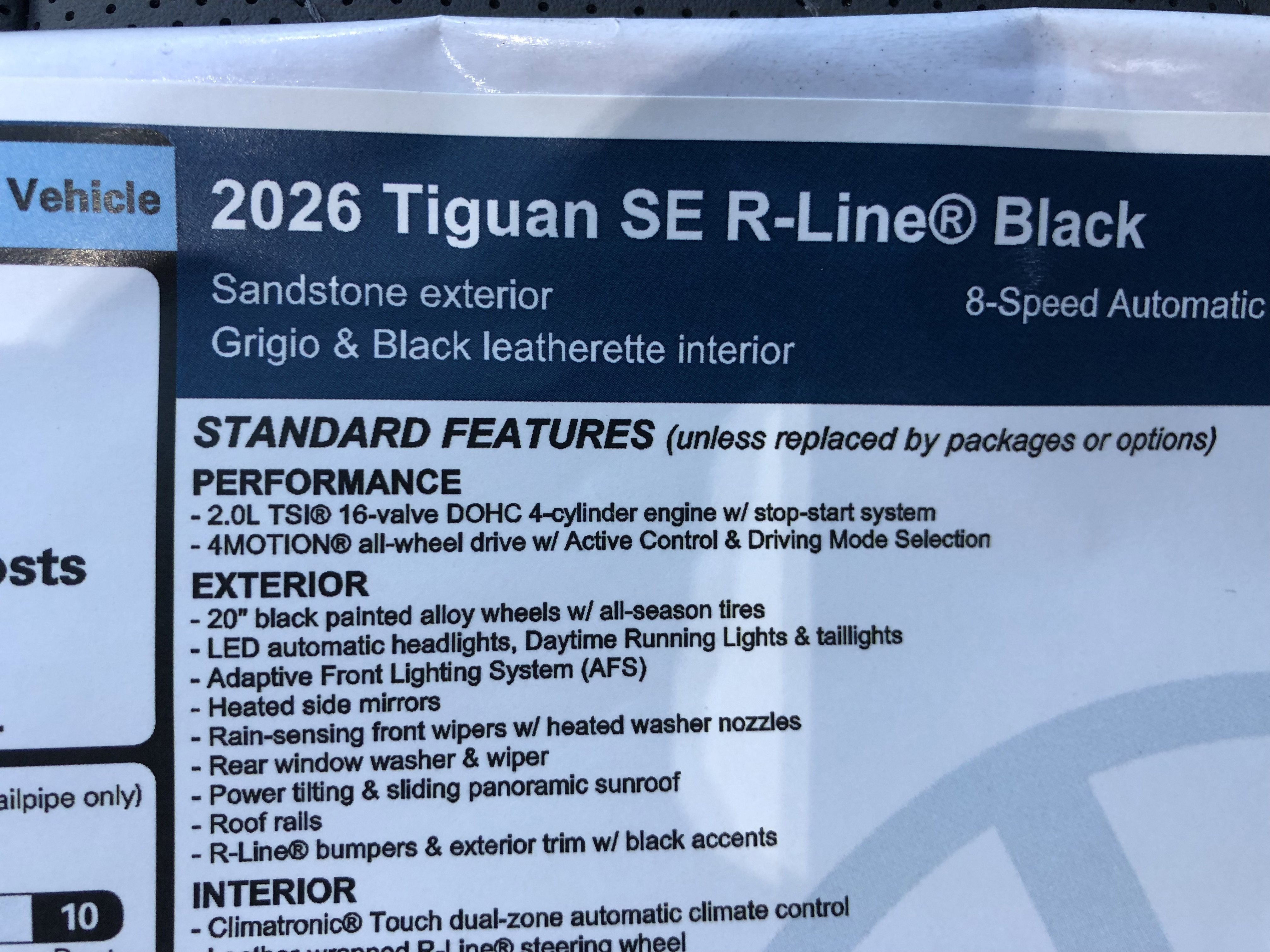 2026 Volkswagen Tiguan SE R-Line Black