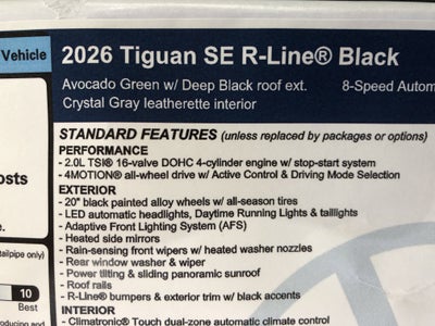 2026 Volkswagen Tiguan SE R-Line Black