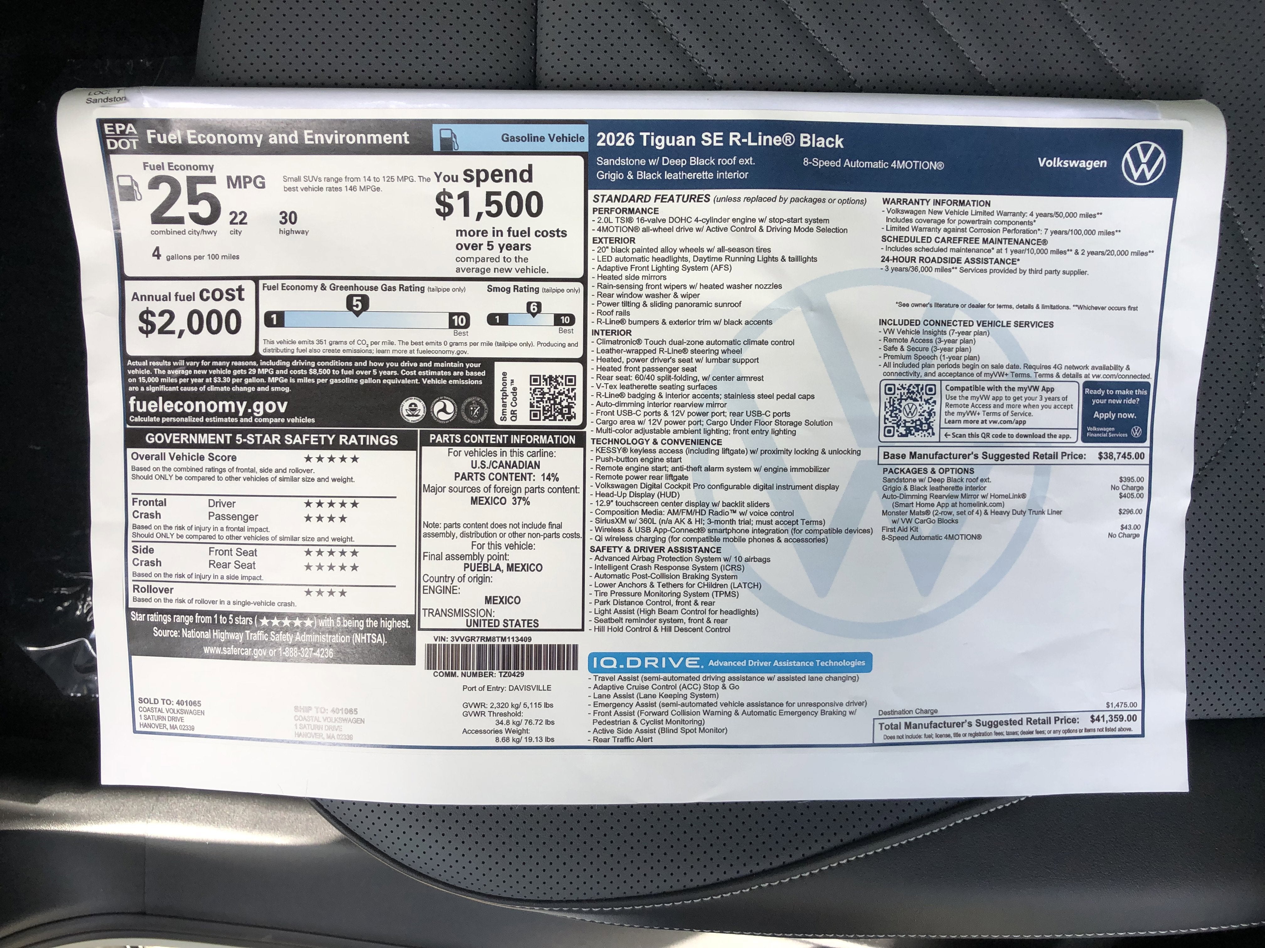 2026 Volkswagen Tiguan SE R-Line Black