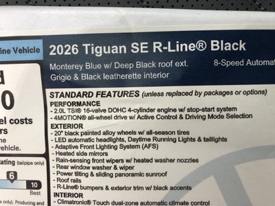 2026 Volkswagen Tiguan SE R-Line Black