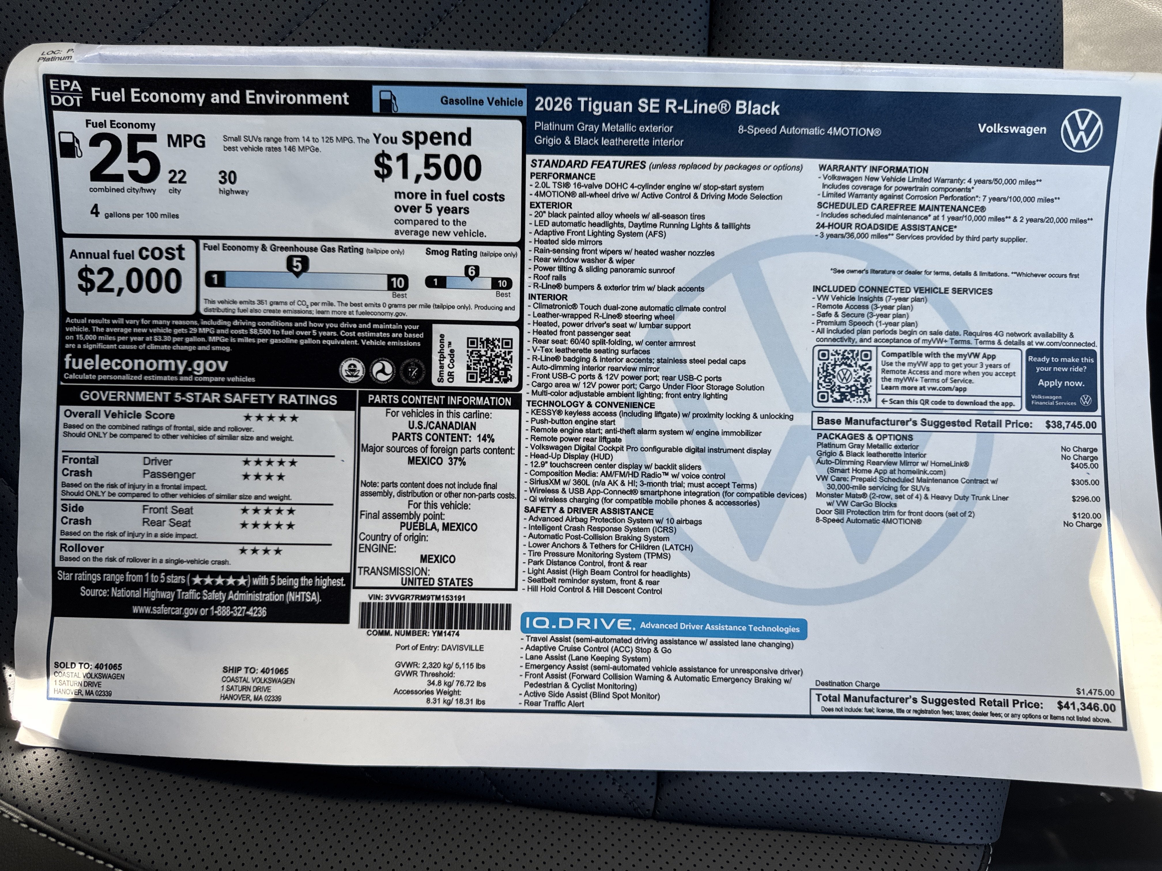 2026 Volkswagen Tiguan SE R-Line Black