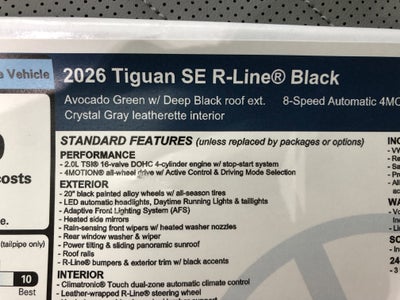 2026 Volkswagen Tiguan SE R-Line Black