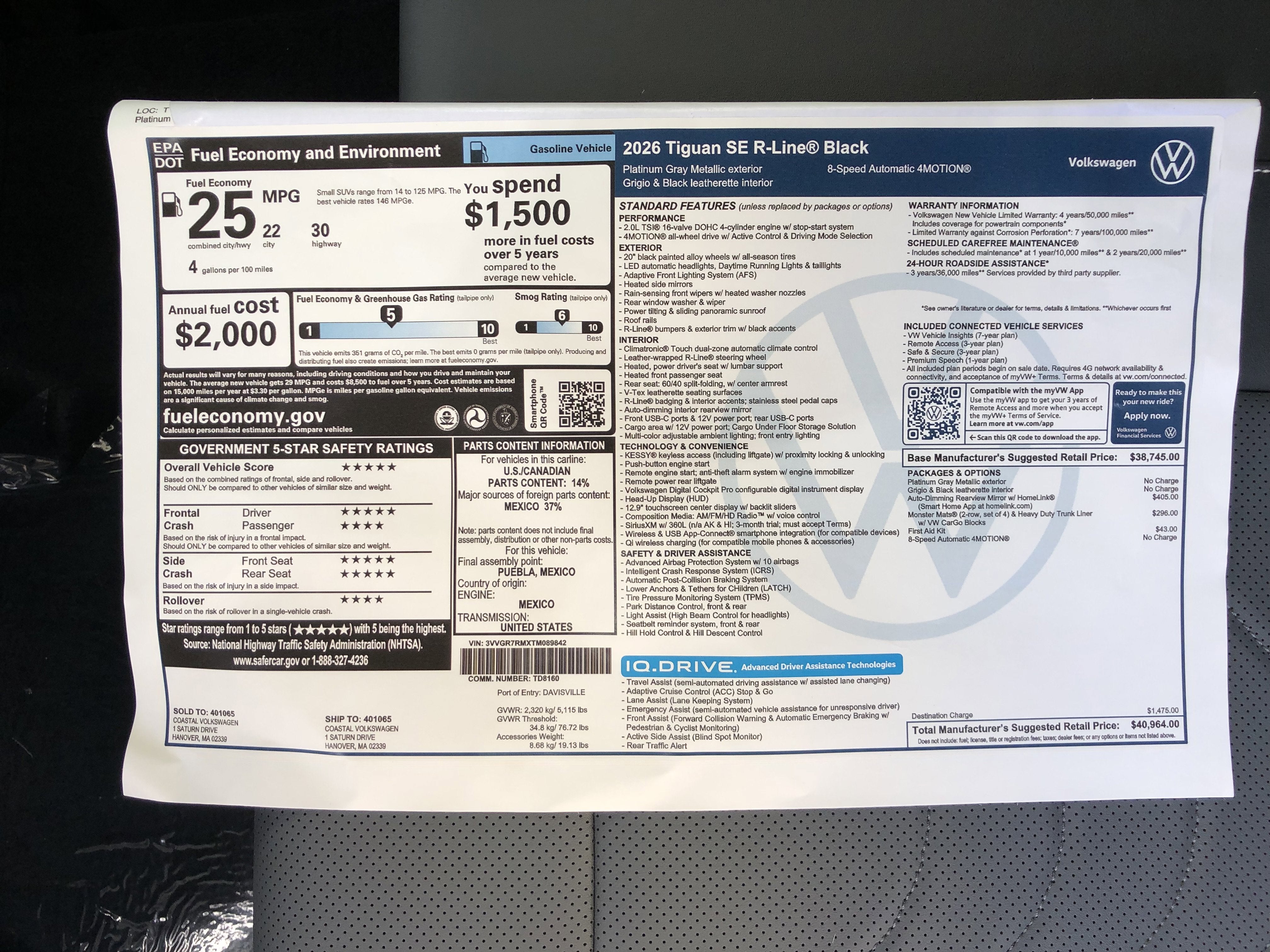2026 Volkswagen Tiguan SE R-Line Black