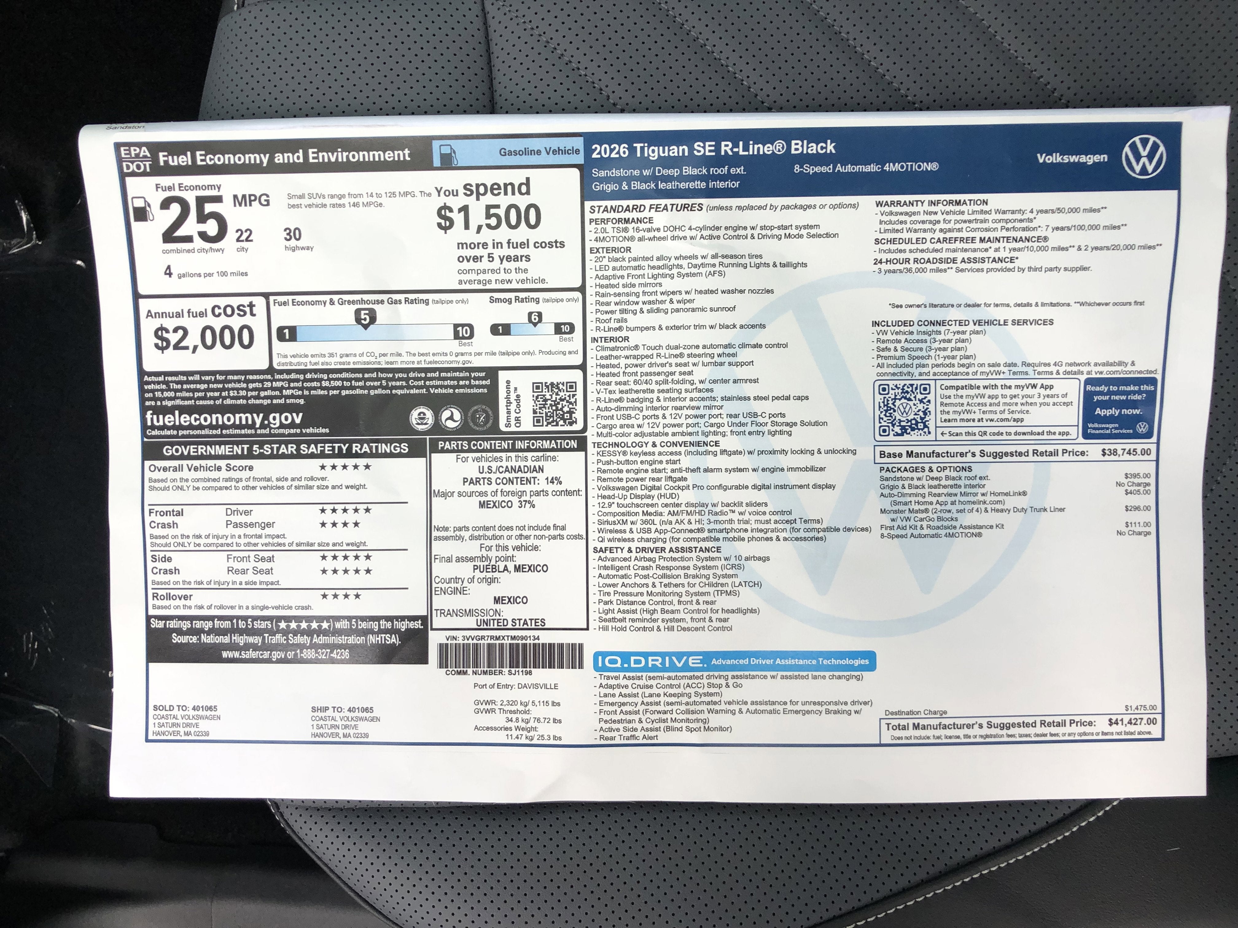 2026 Volkswagen Tiguan SE R-Line Black