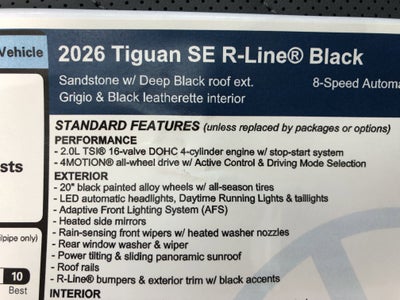 2026 Volkswagen Tiguan SE R-Line Black