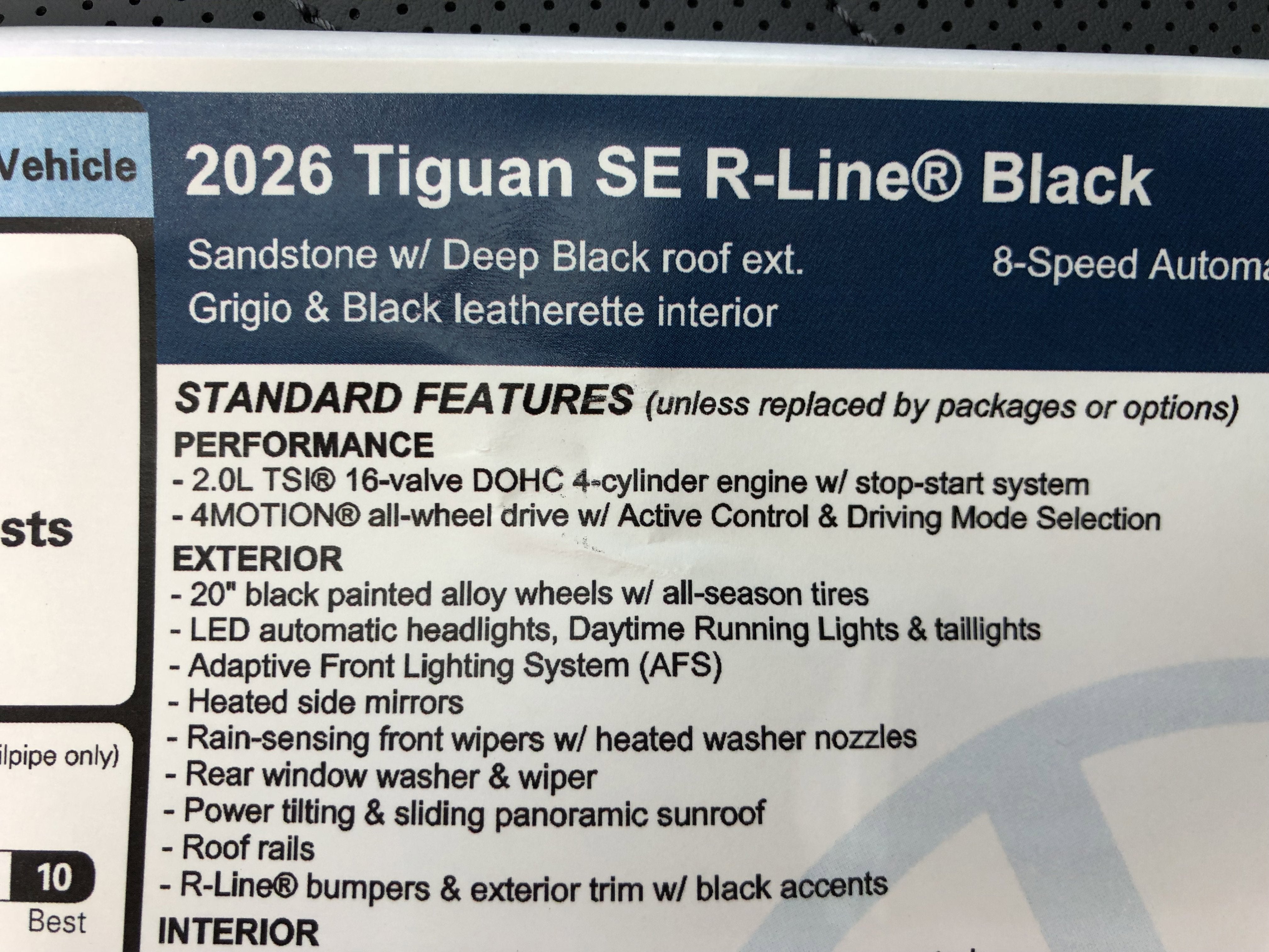 2026 Volkswagen Tiguan SE R-Line Black