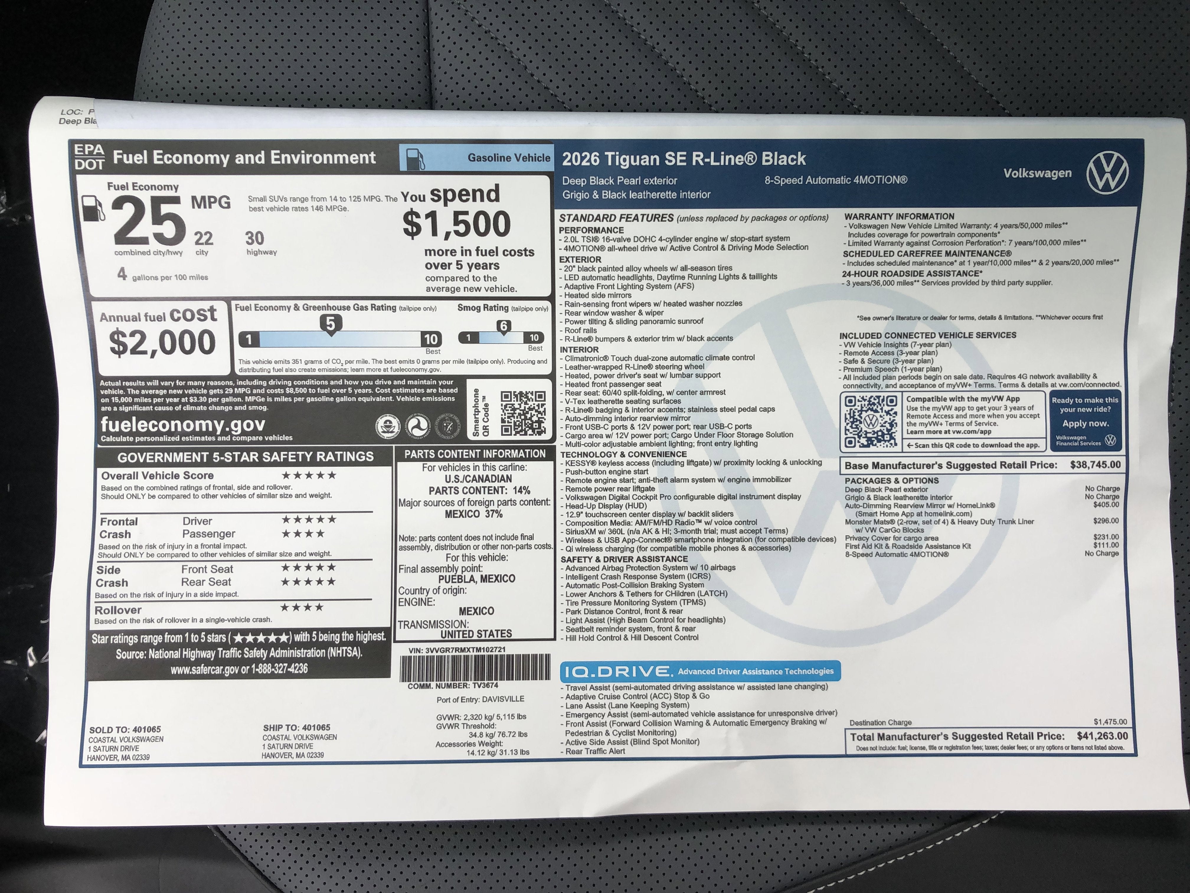 2026 Volkswagen Tiguan SE R-Line Black