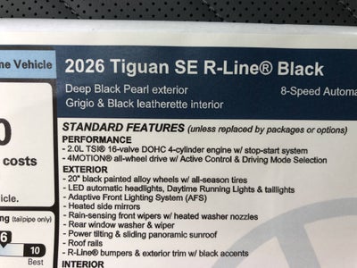 2026 Volkswagen Tiguan SE R-Line Black