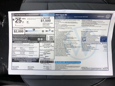 2026 Volkswagen Tiguan SE w/panoramic sunroof