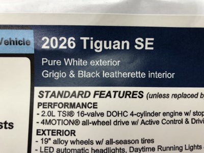 2026 Volkswagen Tiguan SE w/panoramic sunroof