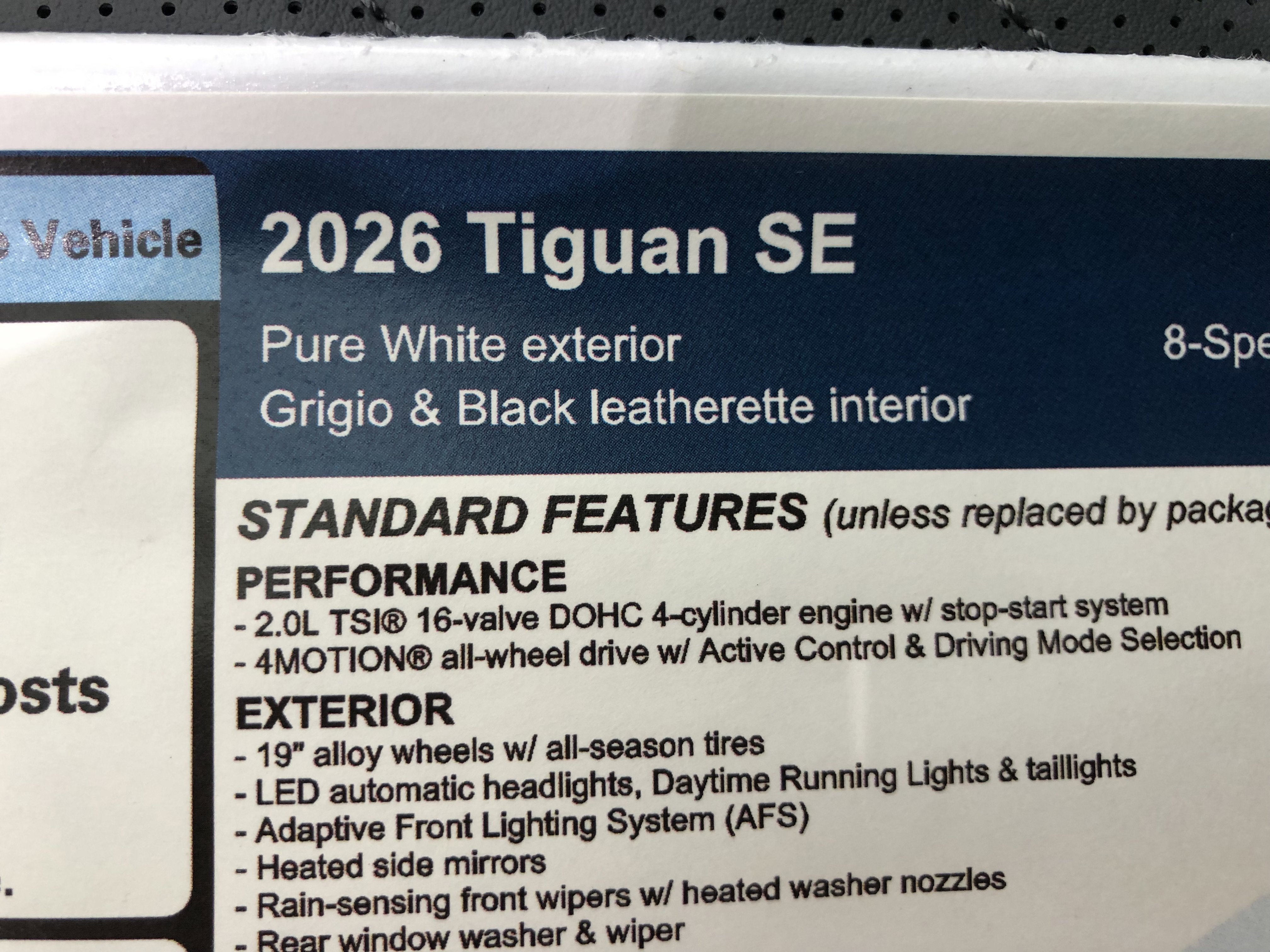 2026 Volkswagen Tiguan SE w/panoramic sunroof