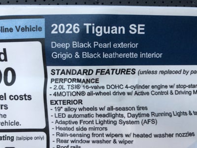 2026 Volkswagen Tiguan SE w/panoramic sunroof