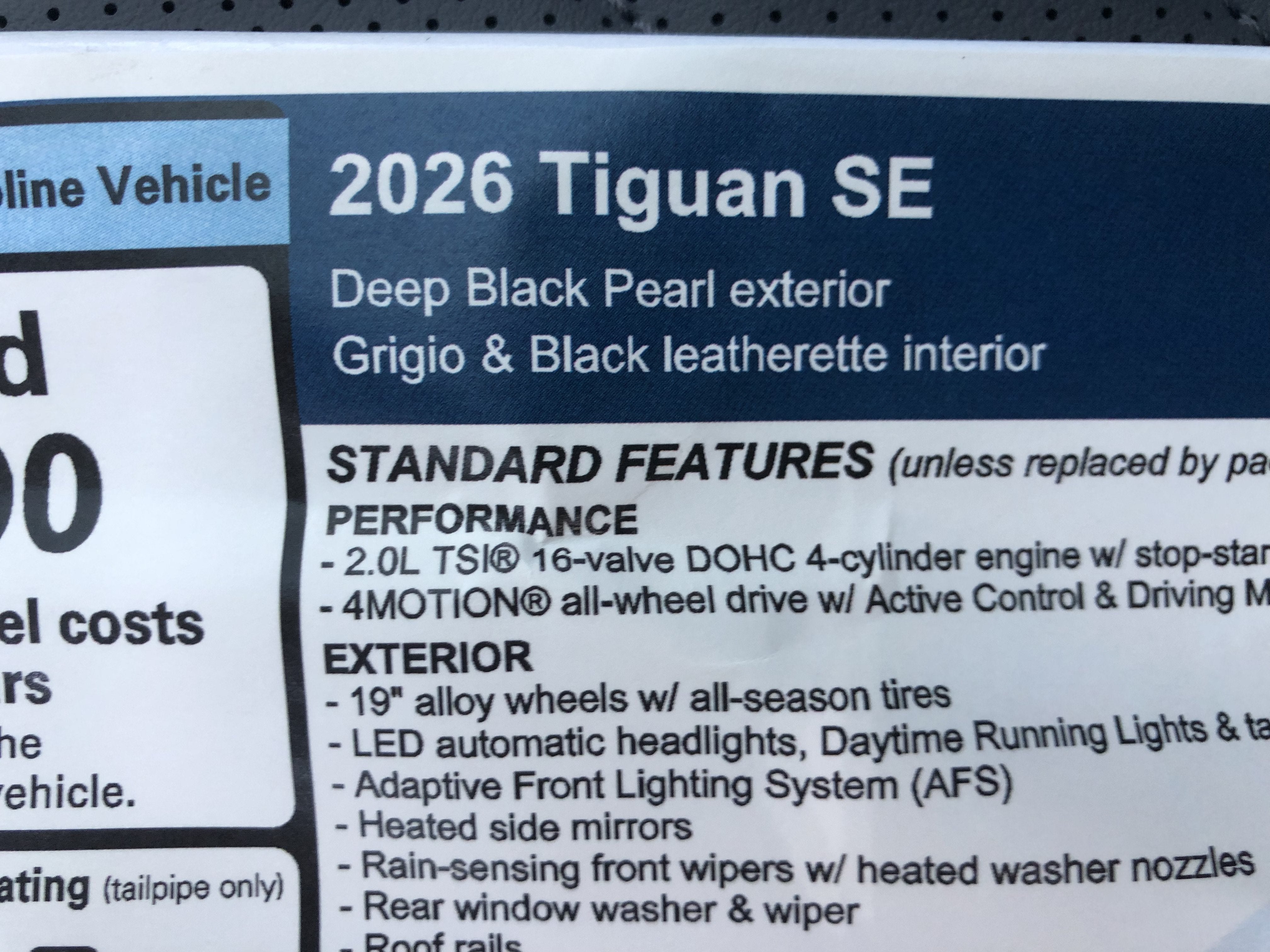 2026 Volkswagen Tiguan SE w/panoramic sunroof