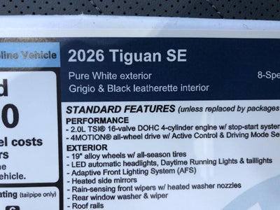 2026 Volkswagen Tiguan SE w/panoramic sunroof