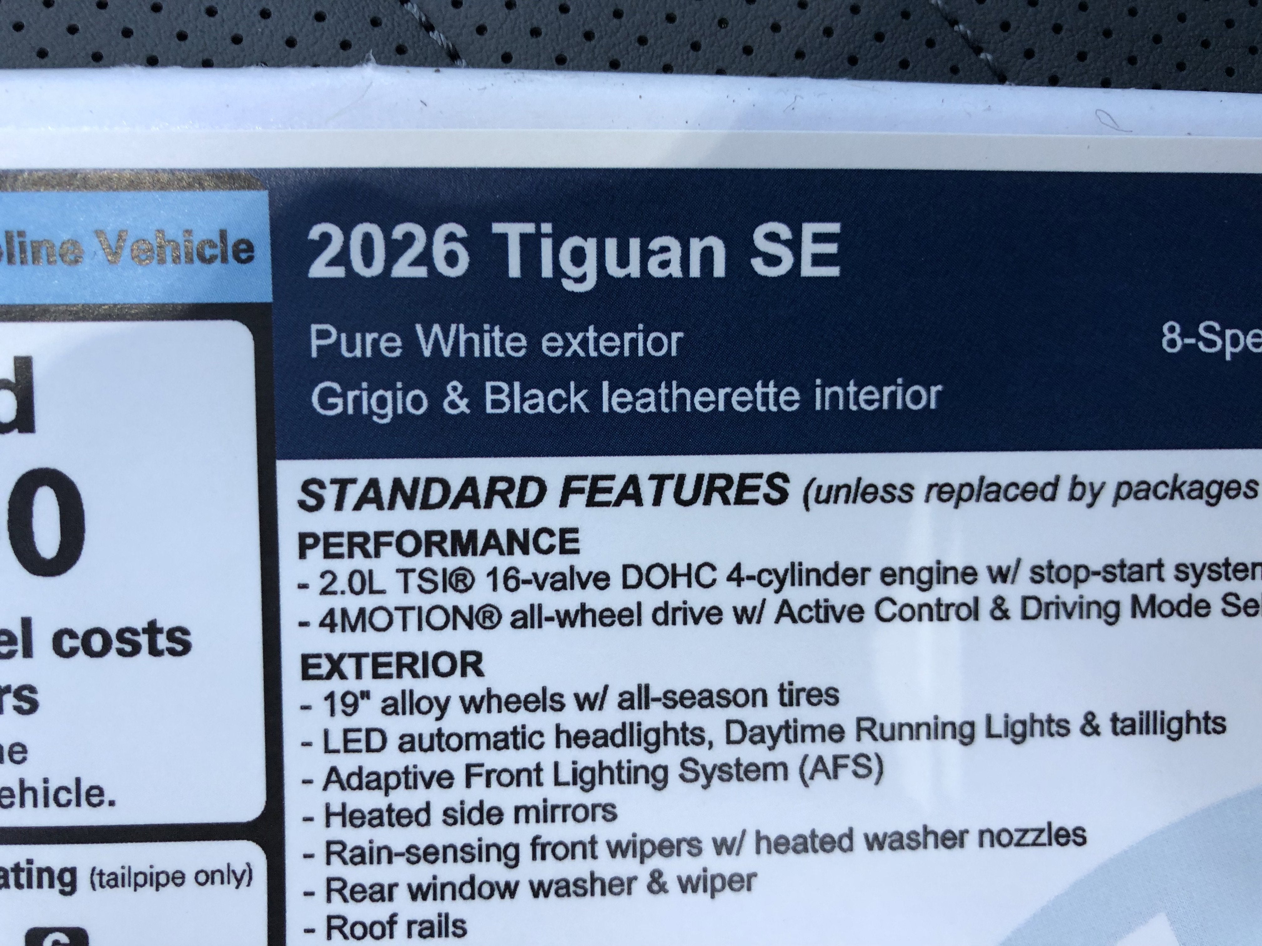 2026 Volkswagen Tiguan SE w/panoramic sunroof