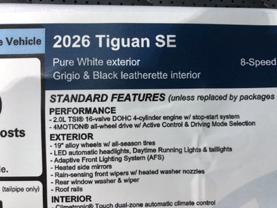 2026 Volkswagen Tiguan SE w/panoramic sunroof