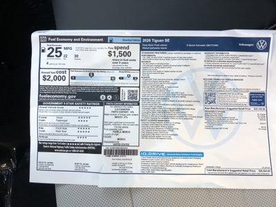 2026 Volkswagen Tiguan SE w/panoramic sunroof