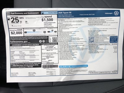 2026 Volkswagen Tiguan SE w/panoramic sunroof