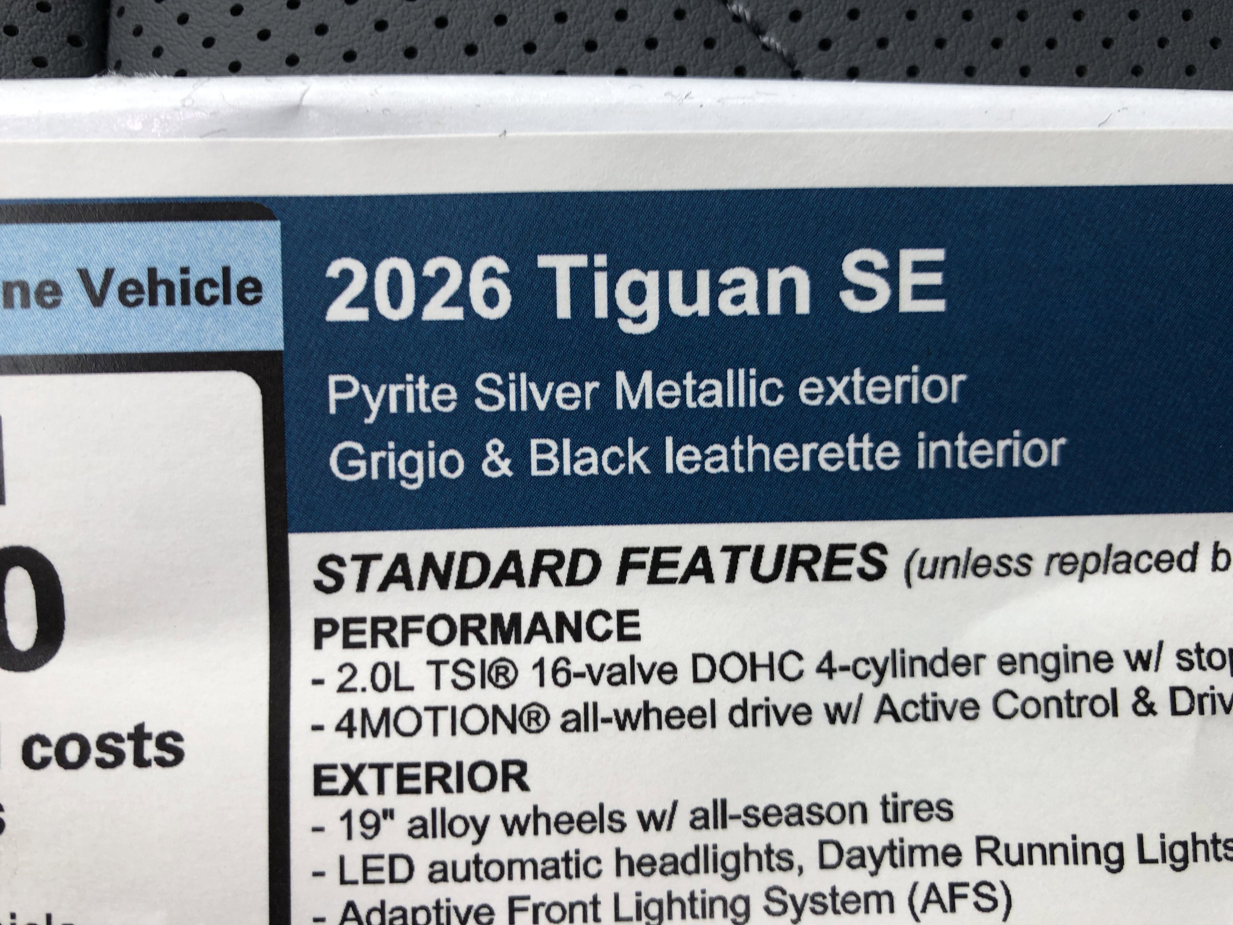 2026 Volkswagen Tiguan SE w/panoramic sunroof