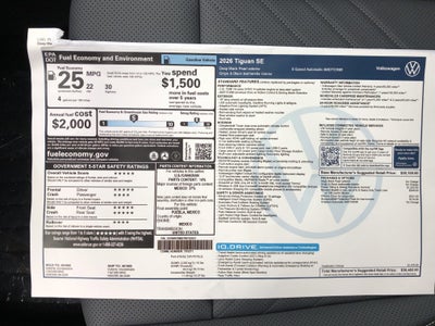 2026 Volkswagen Tiguan SE w/panoramic sunroof
