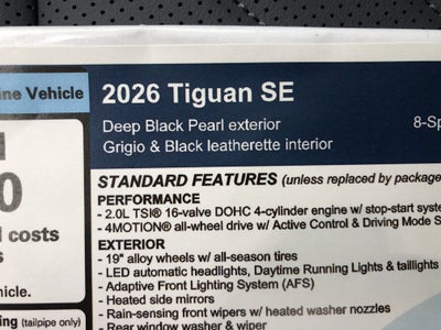 2026 Volkswagen Tiguan SE w/panoramic sunroof