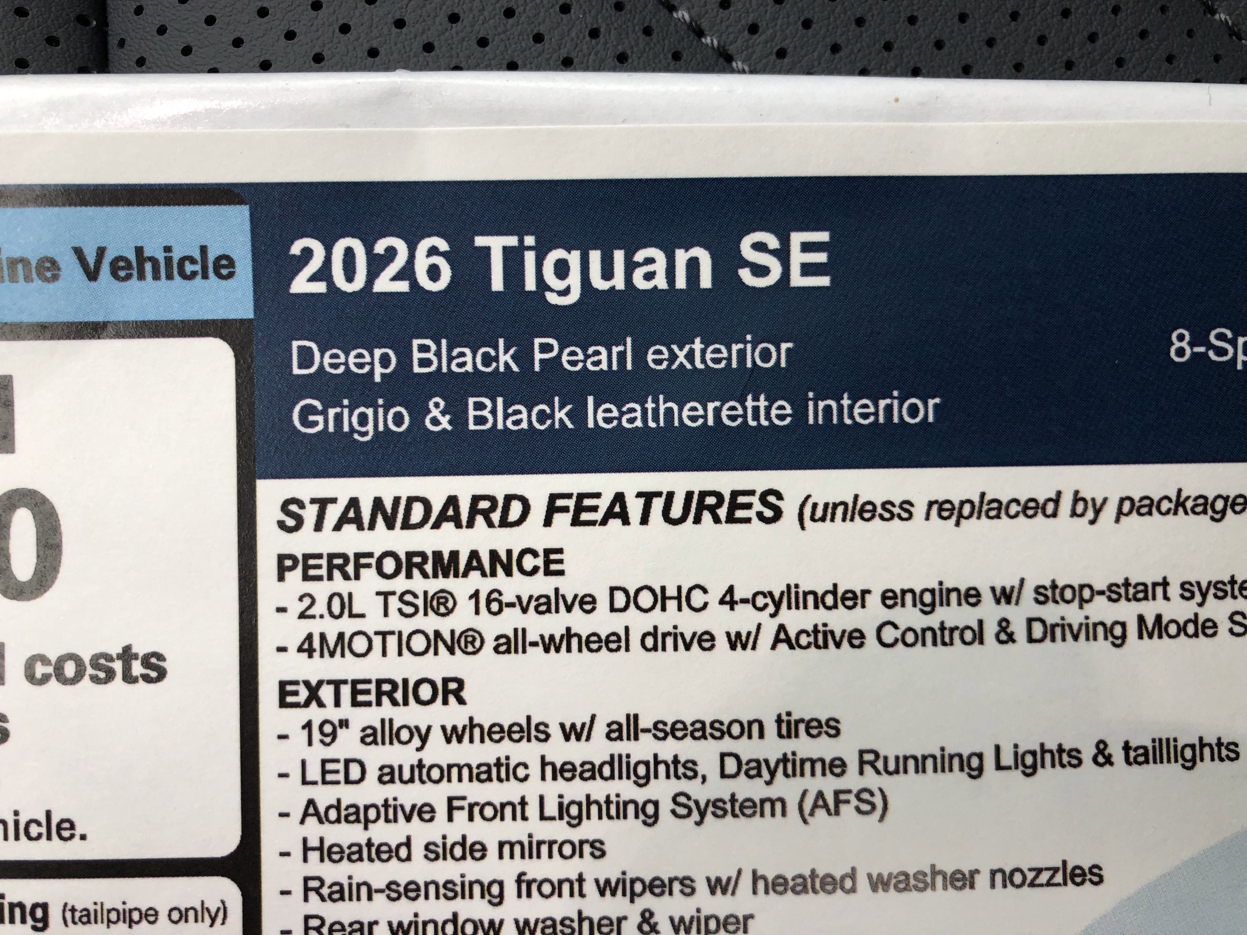 2026 Volkswagen Tiguan SE w/panoramic sunroof