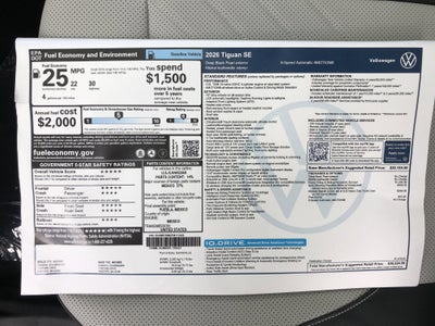 2026 Volkswagen Tiguan SE w/panoramic sunroof