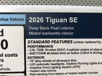 2026 Volkswagen Tiguan SE w/panoramic sunroof