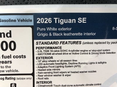 2026 Volkswagen Tiguan SE w/panoramic sunroof