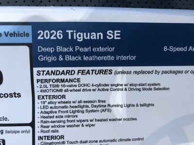 2026 Volkswagen Tiguan SE w/panoramic sunroof