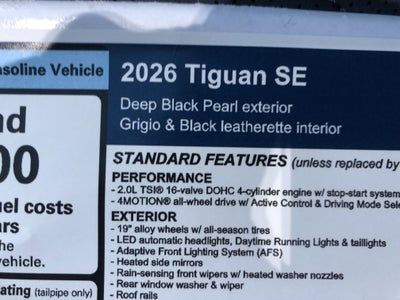 2026 Volkswagen Tiguan SE w/panoramic sunroof