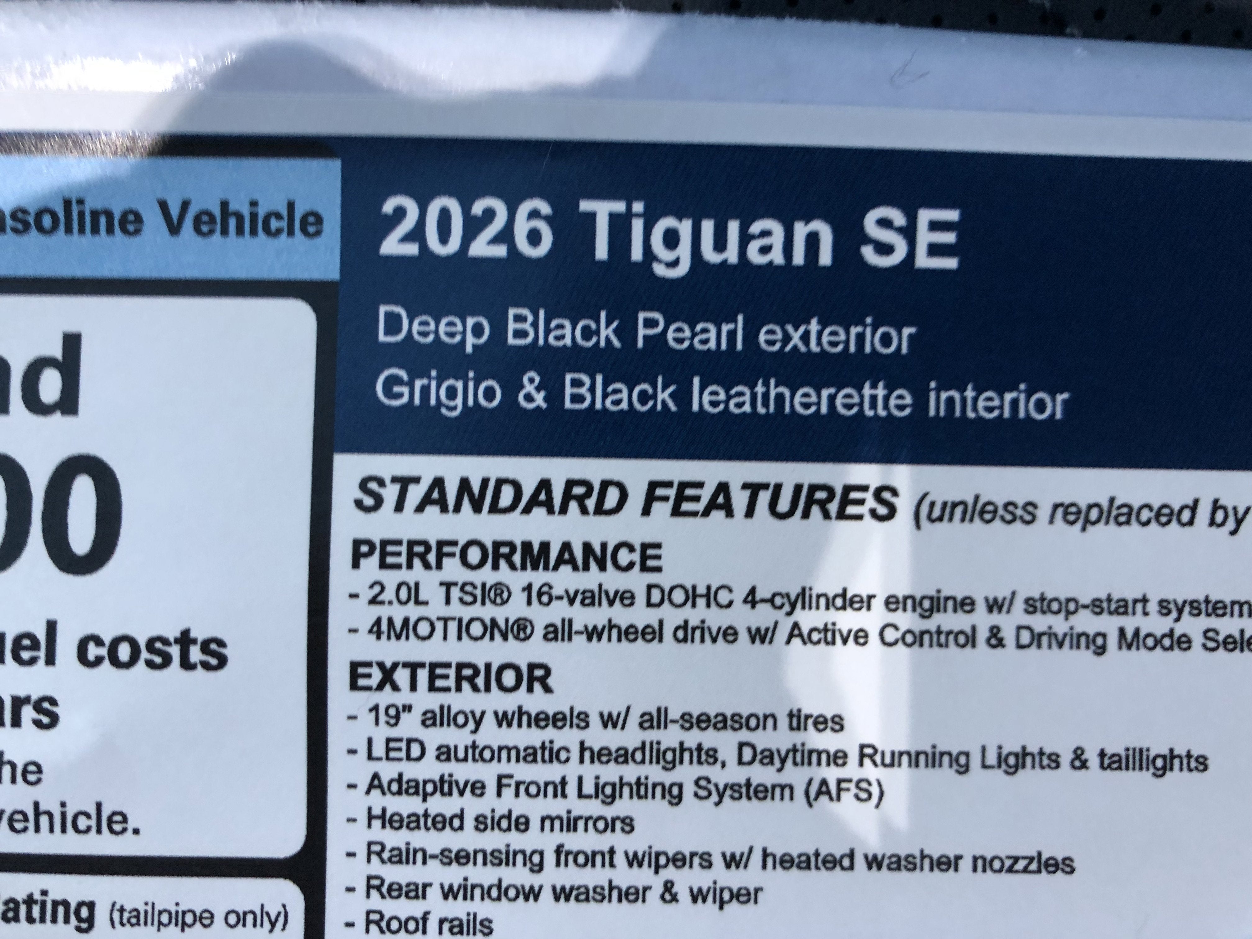 2026 Volkswagen Tiguan SE w/panoramic sunroof