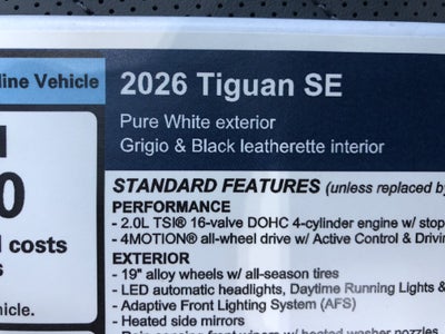 2026 Volkswagen Tiguan SE w/panoramic sunroof